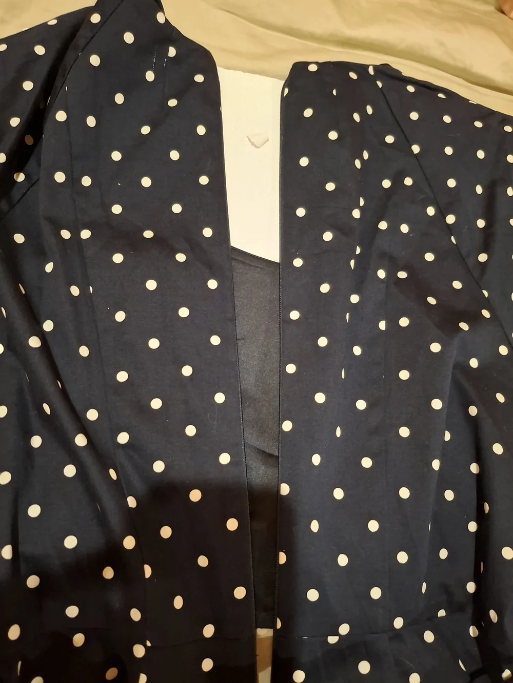Eva Mendes for New York & Company Navy Polka Dot Belted Dress